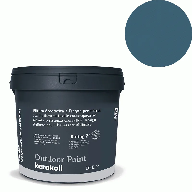 Actieprijs Kerakoll - Pitture Kerakoll Outdoor Paint, Pittura decorativa all’acqua per esterni con finitura naturale colore KK 29, gruppo Blu, confezione da 4 Lt - 41429
