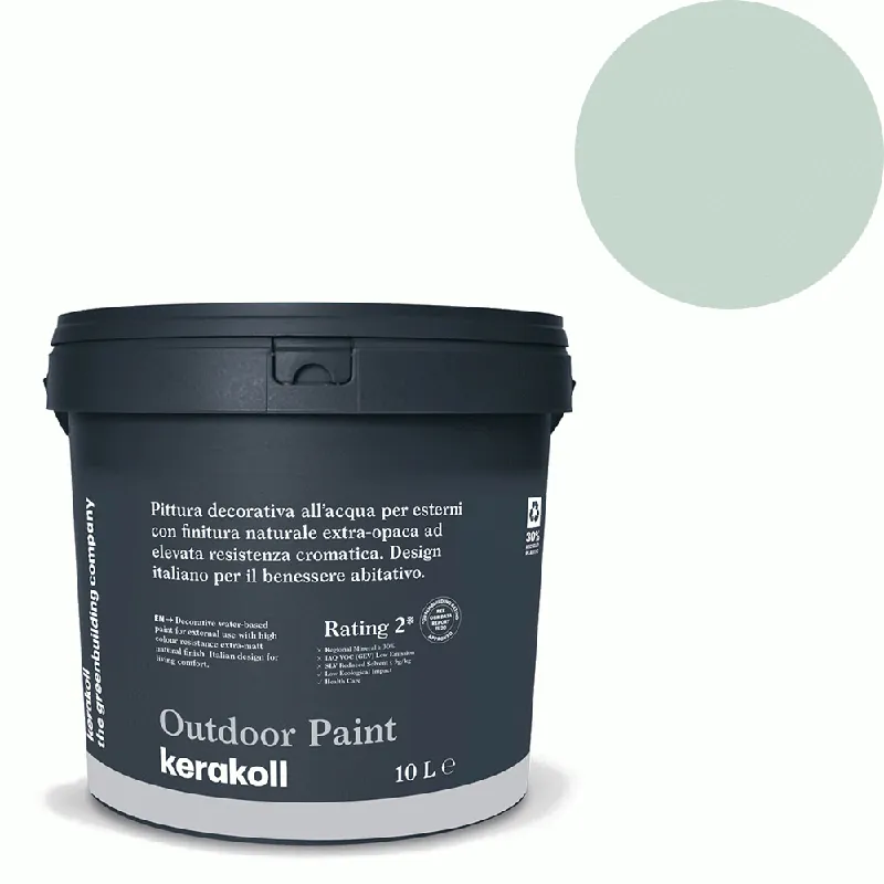 Beperkte Voorraad Kerakoll - Pitture Kerakoll Outdoor Paint, Pittura decorativa all’acqua per esterni con finitura naturale colore KK 44, gruppo Verde, confezione da 4 Lt - 41444
