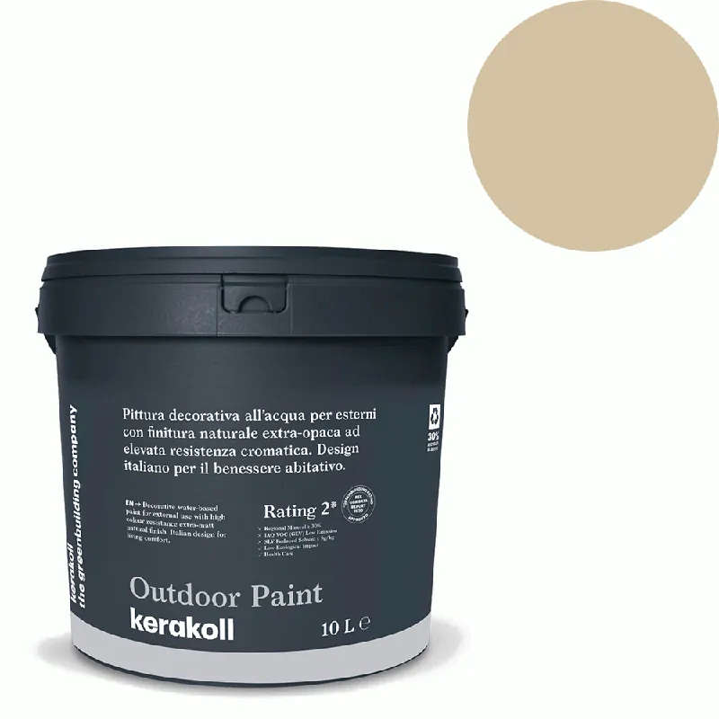 Weekendaanbieding Kerakoll - Pitture Kerakoll Outdoor Paint, Pittura decorativa all’acqua per esterni con finitura naturale colore KK 90, gruppo Beige, confezione da 10 Lt - 42090