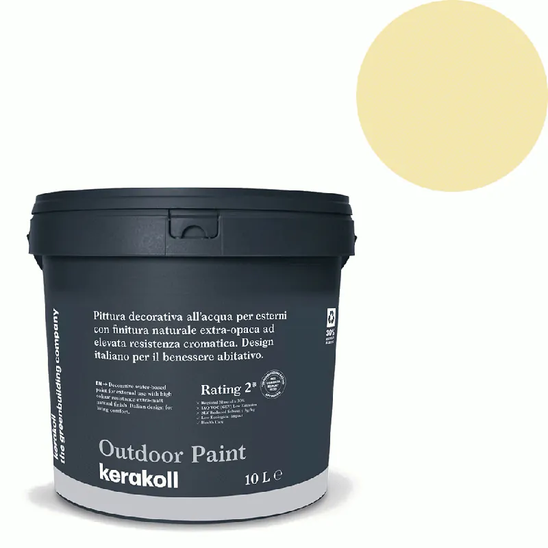 Alleen Vandaag Kerakoll - Pitture Kerakoll Outdoor Paint, Pittura decorativa all’acqua per esterni con finitura naturale colore KK 96, gruppo Giallo, confezione da 10 Lt - 42096