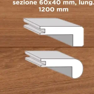 Aanbieding Unikolegno - Profilo scale angolo retto, essenza Iroko, finitura EVO spazzolato verniciato all‘acqua, sezione 60x40 mm, lung. 1200 mm) - PRIROSPEVSMA89B3G