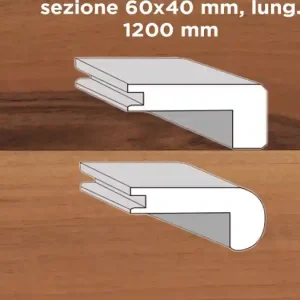 Aanbieding Unikolegno - Profilo scale angolo retto, essenza Noce Europeo Rustico, finitura Naturale spazzolato verniciato all‘acqua, sezione 60x40 mm, lung. 1200 mm) - PRNOCSPNA3QQ5B