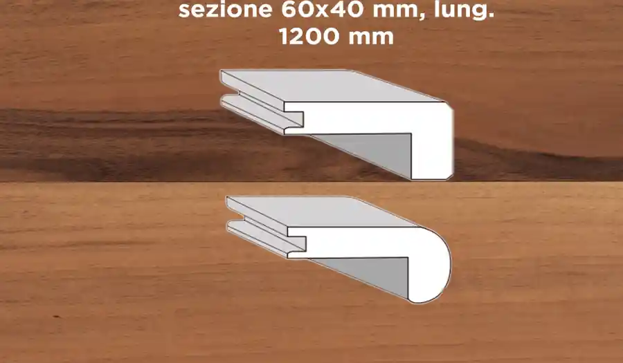 Aanbieding Unikolegno - Profilo scale angolo retto, essenza Noce Europeo Rustico, finitura Naturale spazzolato verniciato all‘acqua, sezione 60x40 mm, lung. 1200 mm) - PRNOCSPNA3QQ5B