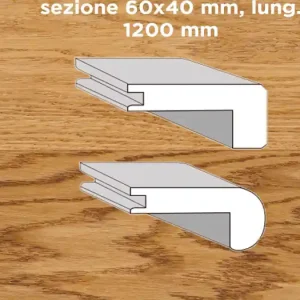 Weekendaanbieding Unikolegno - Profilo scale angolo retto, essenza Rovere Commerciale, finitura Naturale spazzolato verniciato all‘acqua, sezione 60x40 mm, lung. 1200 mm) - PRROVSPNALOFB375Y