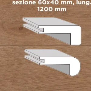 Aanbieding Unikolegno - Profilo scale angolo retto, essenza Rovere Rustico, finitura tinto Porfido spazzolato verniciato all‘acqua, sezione 60x40 mm, lung. 1200 mm) - PRROVSPTILOFE9D8C