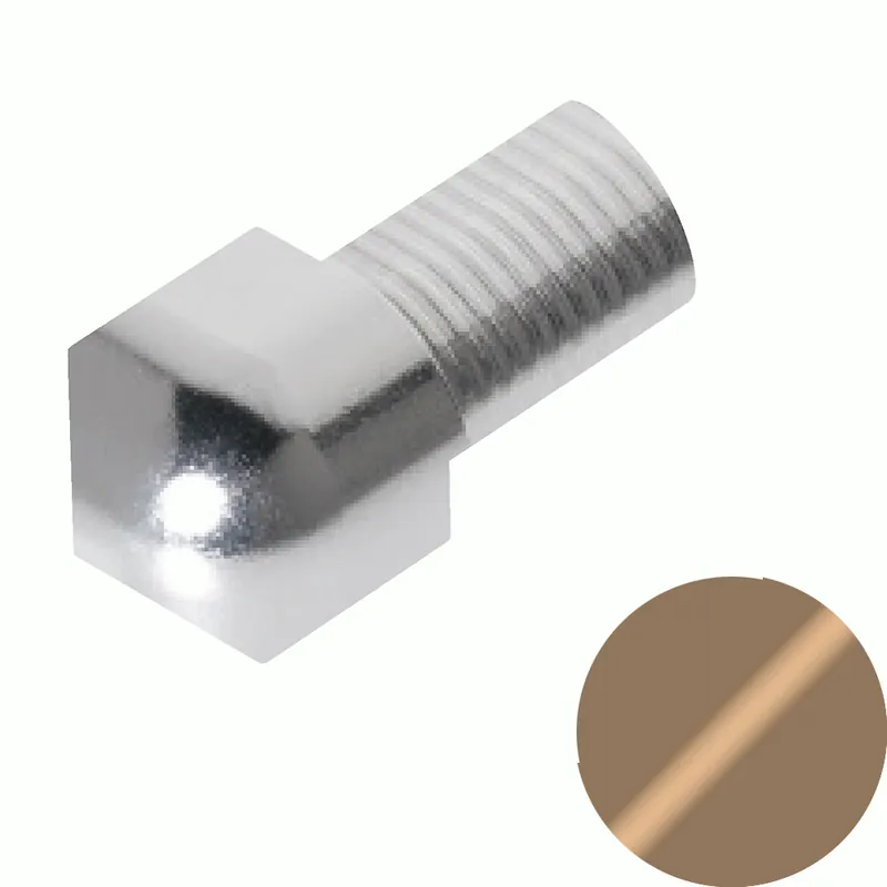 Direct Verzonden Profilitec - ROUNDCAPSULE RJI - H 10 mm, Capsula in Alluminio Finitura Verniciato Beige Scuro, Linea Rivestimenti, Set da 2 Pz - RJI100A32SET2