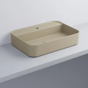 Aanbieding Ceramica Cielo - Shui Comfort - Lavabo da Appoggio o Sospeso Rettangolare Monoforo/3 fori in Ceramica, Misura 60X43 cm, Altezza 13 cm, Color Avena - SHCOLARFAVENA