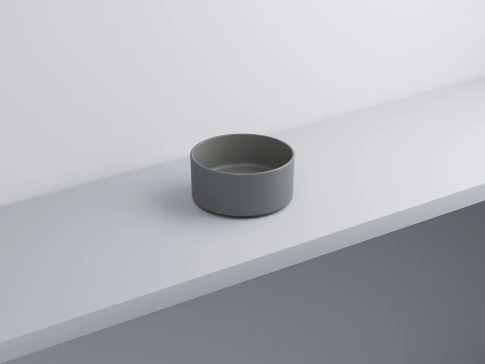 Actieprijs Ceramica Cielo - Shui Comfort - Lavabo da Appoggio Ovale in Ceramica, Misura 25X25 cm, Altezza 11,5 cm, Color Cemento - MILATCEMENTO