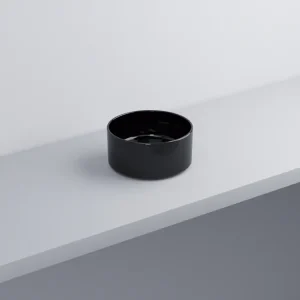 Actieprijs Ceramica Cielo - Shui Comfort - Lavabo da Appoggio Ovale in Ceramica, Misura 25X25 cm, Altezza 11,5 cm, Color Nero Lucido - MILATNNERO_LUCIDO
