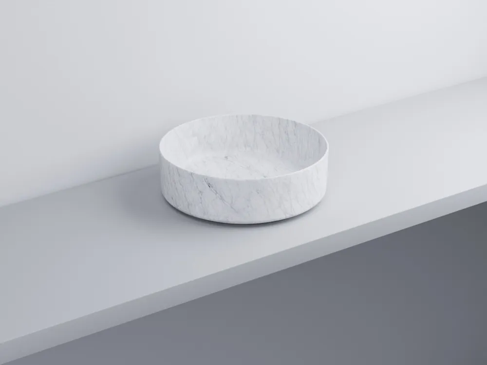 Actieprijs Ceramica Cielo - Shui Comfort - Lavabo da Appoggio Ovale in Ceramica, Misura 40X40 cm, Altezza 12,5 cm, Color Carrara Statuario - SHCOLAT40-CARRARA_STATUARIO