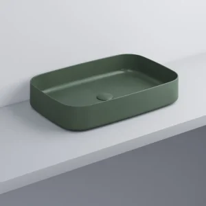 Actieprijs Ceramica Cielo - Shui Comfort - Lavabo da Appoggio Rettangolare in Ceramica, Misura 60X40 cm, Altezza 12,5 cm, Color Muschio - SHCOLAR60MUSCHIO