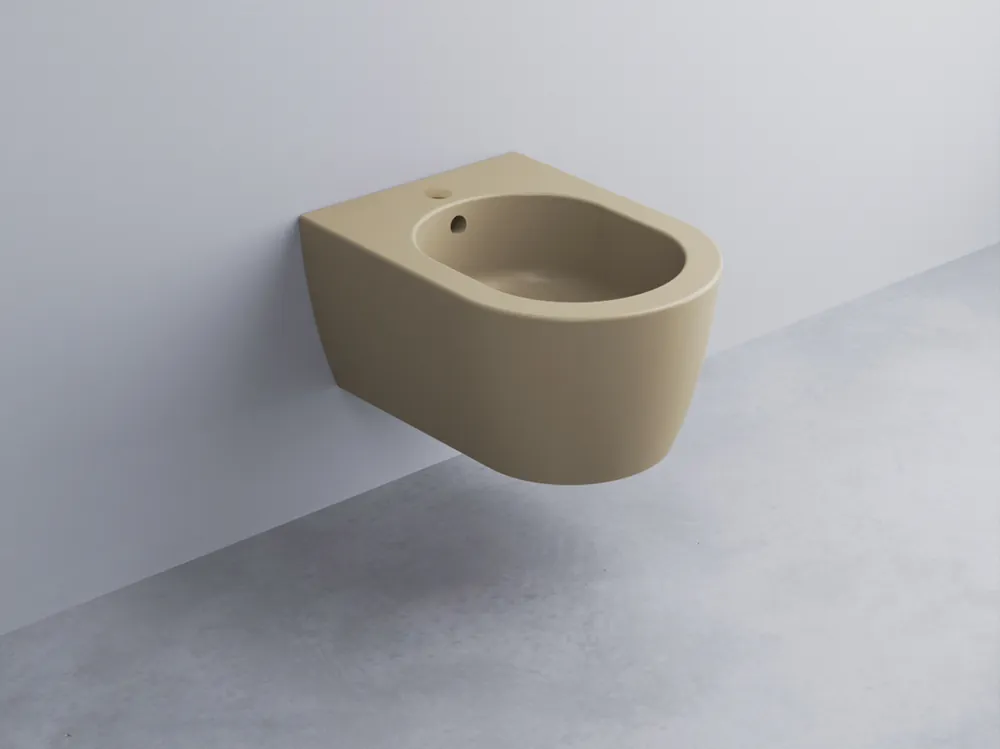 Actieprijs Ceramica Cielo - Smile - Bidet Monoforo Sospeso in Ceramica, Misura 35X48 cm, Altezza 26 cm, Color Avena - SMBSRAVENA