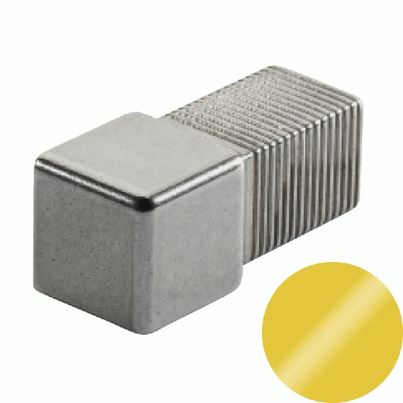 Snelle Levering Profilitec - SQUARECAPSULE SJC - H 10 mm, Capsula in Ottone Finitura Lucido, Linea Pavimenti-Rivestimenti, Set da 2 Pz - SJC100OLSET2