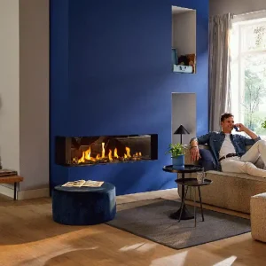 Nu Kopen Trimline - Trimline 140 Corner - Camino Angolare Sinistro Orizzontale a Gas Metano con Vetro da 138,3x38 cm - 1141