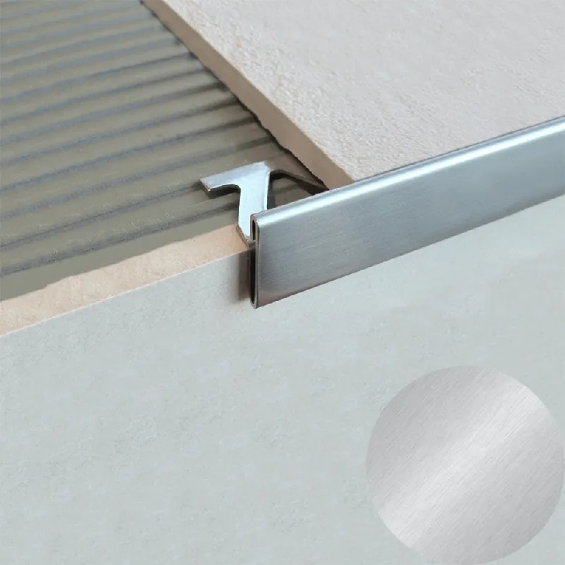 Profilitec - TRIMTEC SR - H 10/12 mm, L 2700 mm in Acciaio Finitura Inox Spazzolato AISI 304, Linea Pavimenti-Gradini - SR10/12IS270 Op = Op