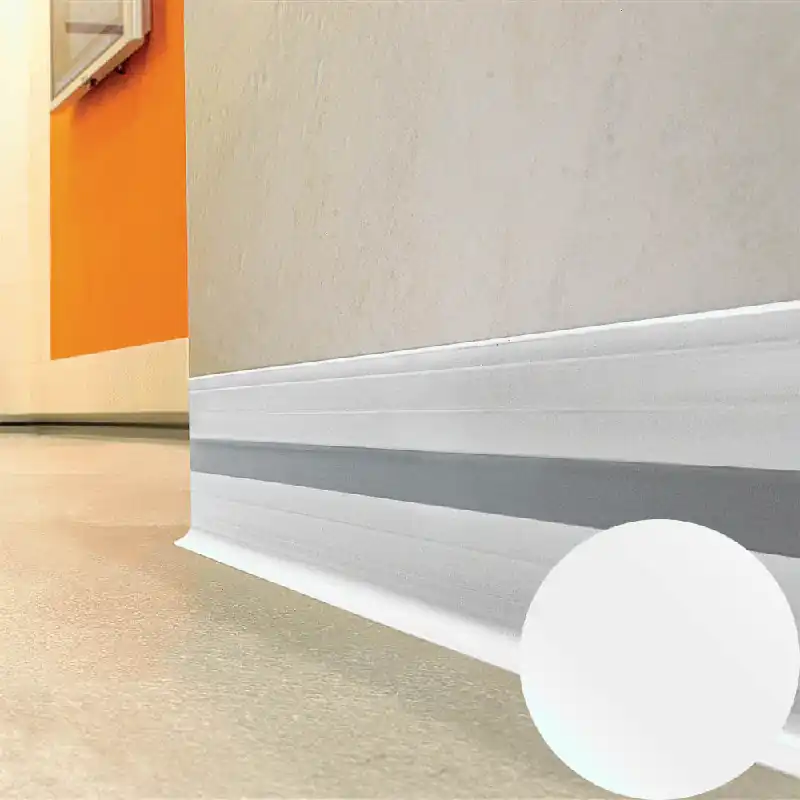 Gratis Retour Profilitec - WALLPROTECTION WB - H 100 mm, L 2700 mm in PVC Finitura Bianco-Grigio Pastello, Linea Battiscopa - WB100P11/22270