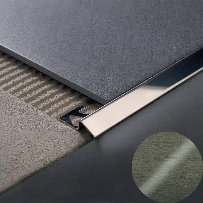 Koopje Profilitec - ZEROTEC ZR - H 10 mm, L 2700 mm in Alluminio Finitura Anodizzato Brillantato Spazzolato Titanio, Linea Pavimenti - ZR100ATSB270