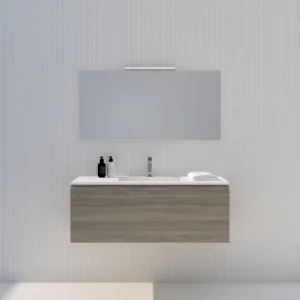 Aanbieding Modulnova - Composizione Sospesa serie Light dim L. 120 cm, H. 45 cm, P. 50,5 cm, finitura Miltech, Colore Noce Milano - 1210_22_MIL_120_DNM