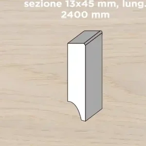 Aanbieding Unikolegno - Battiscopa impiallacciato rettangolare, essenza Rovere Soft, finitura tinto Neve spazzolato verniciato all‘acqua, sezione 13x45 mm, lung. 2400 mm) - BAROVSPTITRIRFV65