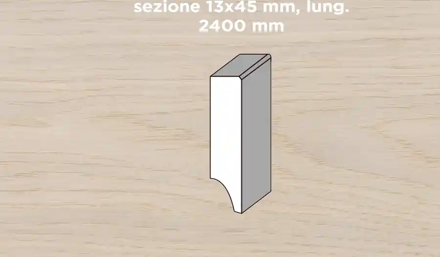Aanbieding Unikolegno - Battiscopa impiallacciato rettangolare, essenza Rovere Soft, finitura tinto Neve spazzolato verniciato all‘acqua, sezione 13x45 mm, lung. 2400 mm) - BAROVSPTITRIRFV65