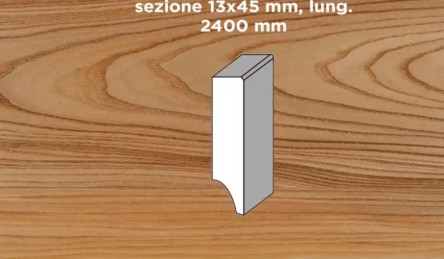 Aanbieding Unikolegno - Battiscopa impiallacciato rettangolare, essenza Olmo Americano Rustico, finitura Naturale spazzolato verniciato all‘acqua, sezione 13x45 mm, lung. 2400 mm) - BAOLMSPNALOF0CFEM