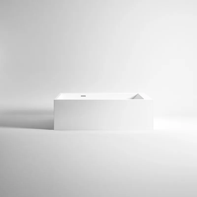 UNICO - Vasca da Bagno Dx Freestanding in Corian, Misura 180X80 cm, Altezza 55 cm, Colore Glacier White Nieuw