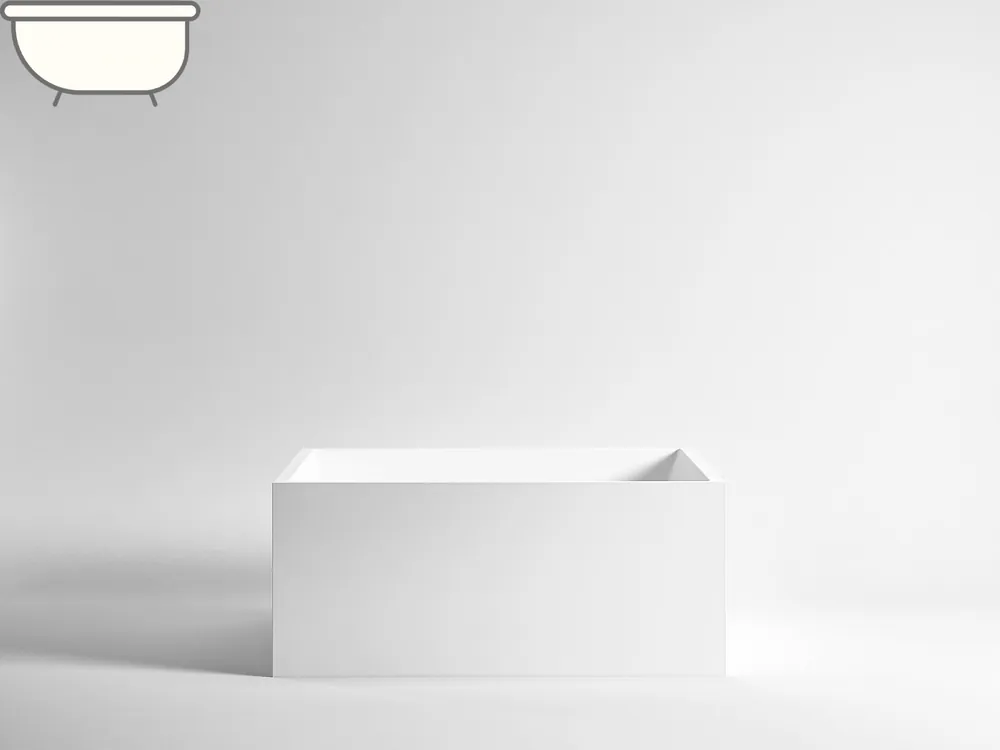 UNICO MINI - Vasca da Bagno Base Freestanding in Corian, Misura 140X80 cm, Altezza 55 cm, Colore Glacier White Seizoensaanbieding