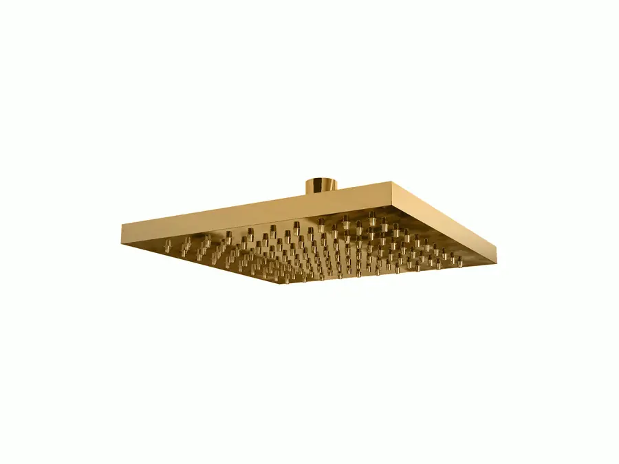 Aanbieding Soffioni - Soffione doccia orientabile in ottone a Parete/a Soffitto, finitura Gold, 200x200 mm