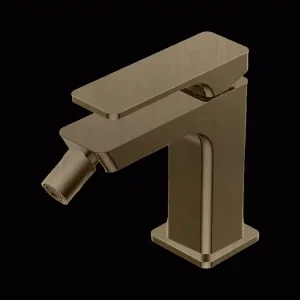 Actieprijs Glitter - Miscelatore Monocomando in Appoggio senza Scarico per Bidet, Finitura Brushed Champagne, Canna da 117 mm, Altezza 124 mm