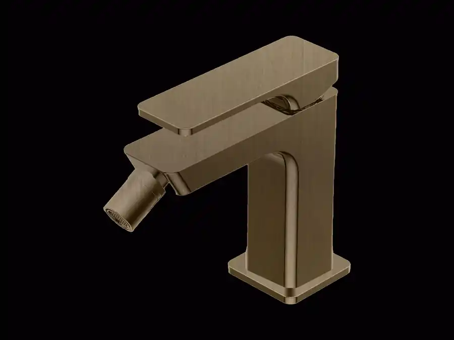 Actieprijs Glitter - Miscelatore Monocomando in Appoggio senza Scarico per Bidet, Finitura Brushed Champagne, Canna da 117 mm, Altezza 124 mm