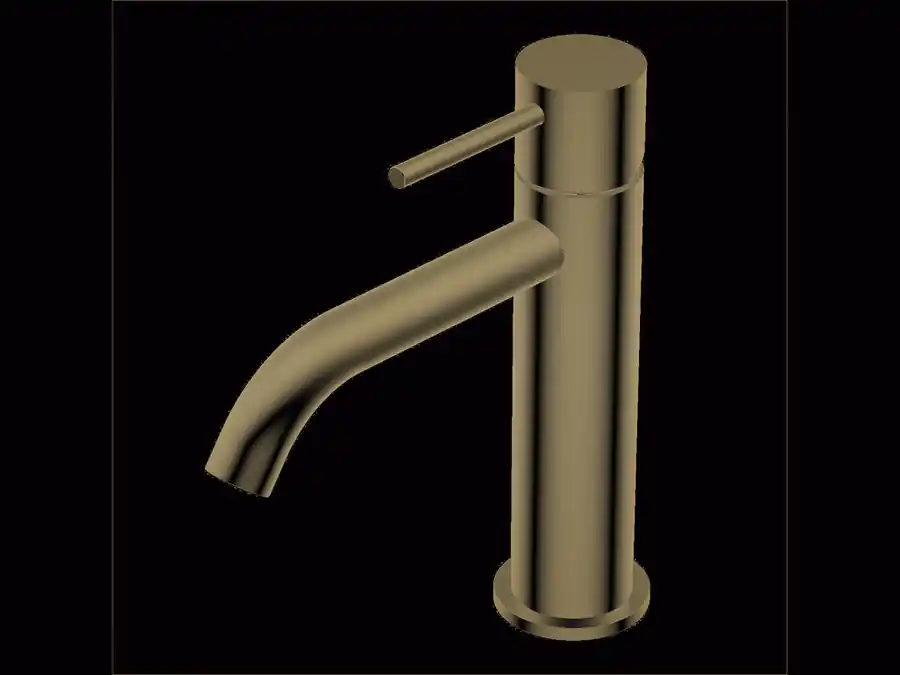 Actieprijs Diametro35 S - Miscelatore Monocomando in Appoggio senza Scarico per Lavabo, Finitura Frosted Champagne, Canna da 127 mm, Altezza 171 mm
