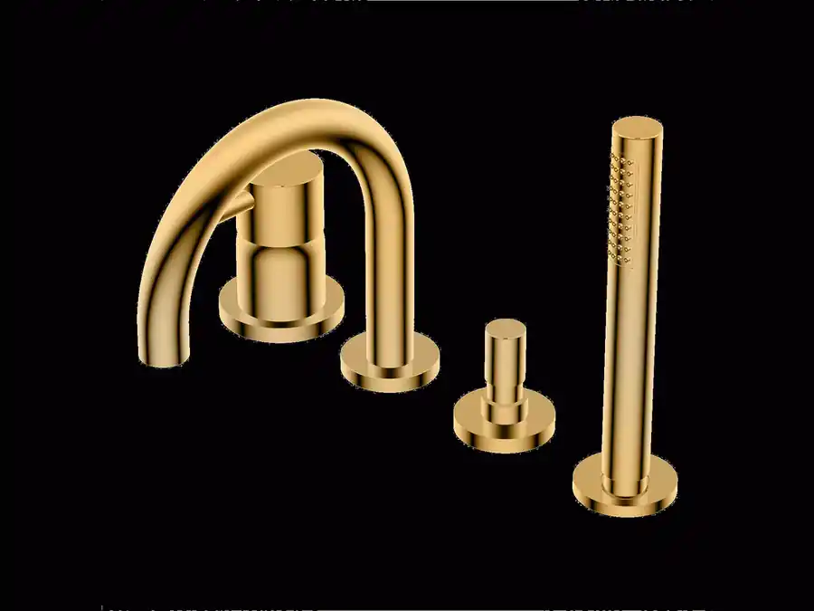 Aanbieding Diametro35 S - Gruppo per Bordo Vasca in Appoggio con Deviatore senza Piastra per Vasca, Finitura Gold, Canna da 150 mm