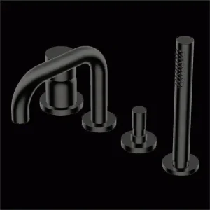 Aanbieding Diametro35 S - Gruppo per Bordo Vasca in Appoggio con Deviatore senza Piastra per Vasca, Finitura Frosted Black Chrome, Canna da 150 mm