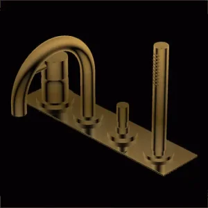Aanbieding Diametro35 S - Gruppo per Bordo Vasca in Appoggio con Deviatore con Piastra per Vasca, Finitura Brushed Gold, Canna da 150 mm
