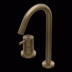Aanbieding Diametro35 Inox - Miscelatore Monocomando Soprapiano senza Scarico per Lavabo, Finitura Champagne Stainless Steel, Canna da 154 mm, Altezza 300 mm