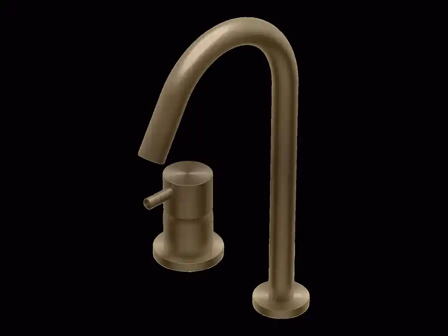 Aanbieding Diametro35 Inox - Miscelatore Monocomando Soprapiano senza Scarico per Lavabo, Finitura Champagne Stainless Steel, Canna da 154 mm, Altezza 300 mm