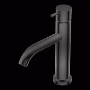 Actieprijs Diametro35 - Miscelatore Monocomando in Appoggio con Scarico per Lavabo, Finitura Brushed Black Chrome, Canna da 126 mm, Altezza 192 mm