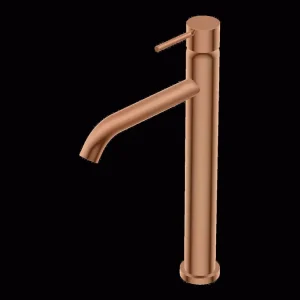 Aanbieding Diametro35 - Miscelatore Monocomando con Leva Lunga in Appoggio senza Scarico per Lavabo, Finitura Rose Gold, Canna da 166 mm, Altezza 311 mm