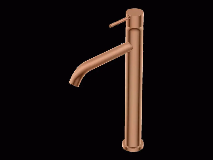 Aanbieding Diametro35 - Miscelatore Monocomando con Leva Lunga in Appoggio senza Scarico per Lavabo, Finitura Rose Gold, Canna da 166 mm, Altezza 311 mm