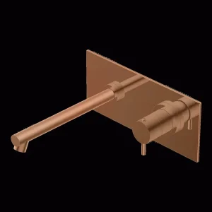 Aanbieding Diametro35 - Miscelatore Monocomando a Parete con Piastra per Lavabo, Finitura Rose Gold, Canna da 192 mm