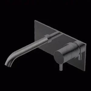 Aanbieding Diametro35 - Miscelatore Monocomando a Parete con Piastra per Lavabo, Finitura Brushed, Canna da 196 mm
