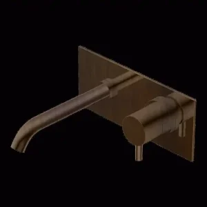 Aanbieding Diametro35 - Miscelatore Monocomando a Parete con Piastra per Lavabo, Finitura Brushed Dark Bronze, Canna da 196 mm