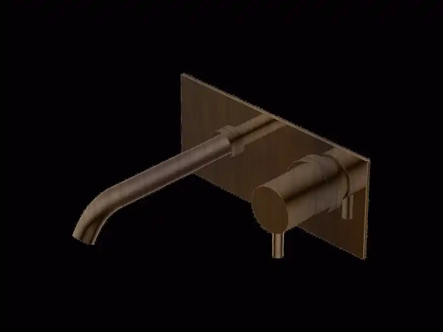 Aanbieding Diametro35 - Miscelatore Monocomando a Parete con Piastra per Lavabo, Finitura Brushed Dark Bronze, Canna da 196 mm