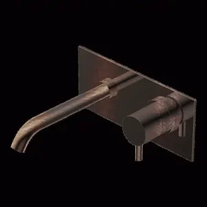 Actieprijs Diametro35 - Miscelatore Monocomando a Parete con Piastra per Lavabo, Finitura Brushed Bronze, Canna da 196 mm
