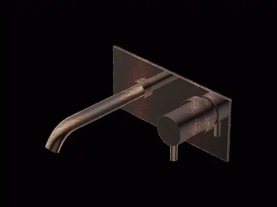 Actieprijs Diametro35 - Miscelatore Monocomando a Parete con Piastra per Lavabo, Finitura Brushed Bronze, Canna da 196 mm
