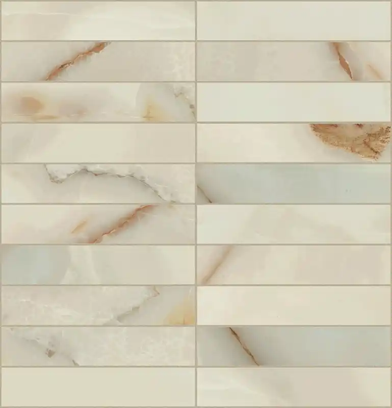Snelle Levering Les Bijoux De Rex Onyx Blanche Mosaico 3x15 Non Rettificato Matt - Naturale Sp. 9 mm - 11 Pz