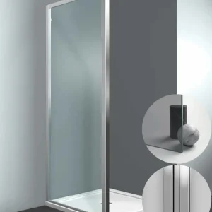 Actieprijs Box Doccia serie 7000 modello ZG Sinistra, misura Standard 950 mm, in Cristallo temperato finitura Grigio, montanti finitura Argento Lucido, compreso TPA