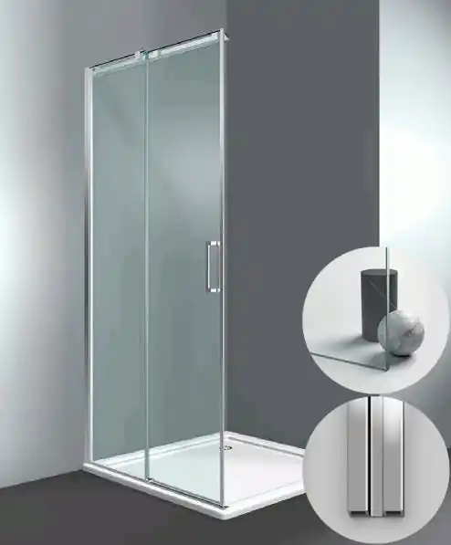 Box Doccia serie Gliss modello DA Sinistra, su misura al cm da 980 a 1070 mm, in Cristallo temperato finitura Trasparente, montanti finitura Argento Lucido, compreso TPA Populair