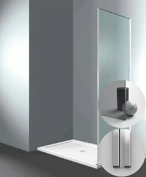 Box Doccia serie Gliss modello DF Destra, su misura al cm da 980 a 1070 mm, in Cristallo temperato finitura Grigio, montanti finitura Argento Lucido, compreso TPA Gecertificeerd