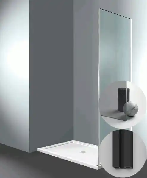 Superprijs Box Doccia serie Gliss modello DF Destra, su misura al cm da 980 a 1070 mm, in Cristallo temperato finitura Grigio, montanti finitura Nero Opaco, compreso TPA